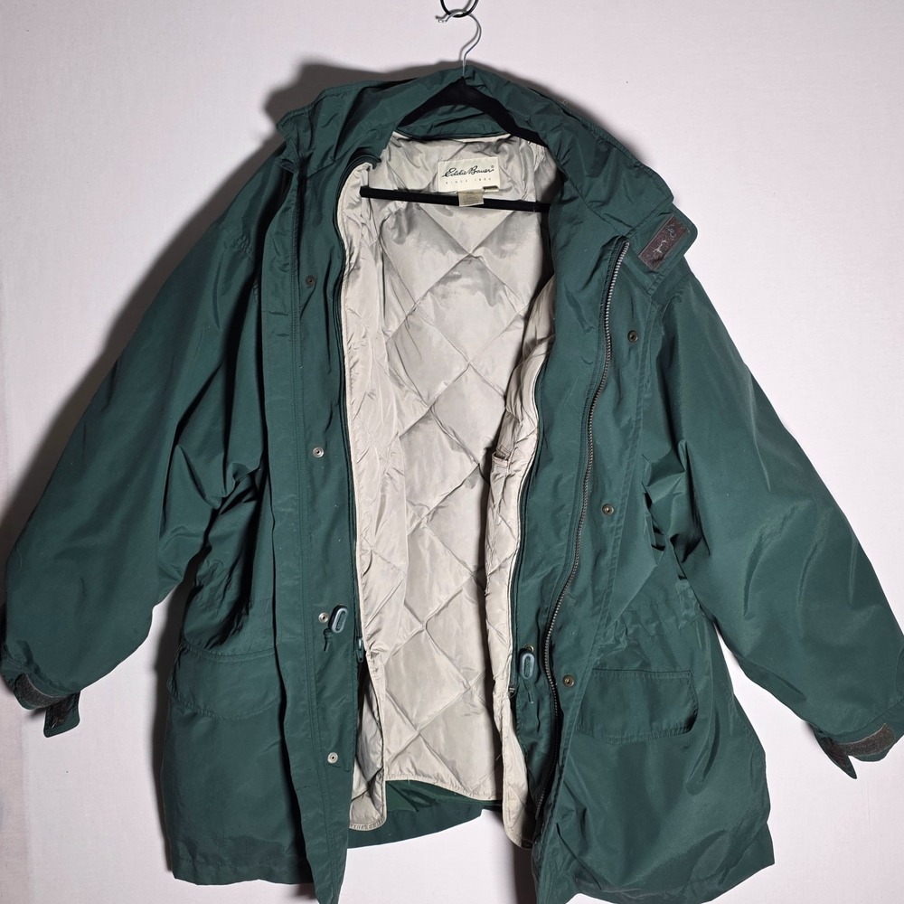 Vintage 90s Eddie Bauer Goose Down Sympatex Parka Jacket Waterproof Green XL